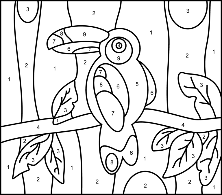 Toucan - Printable Color by Number Page