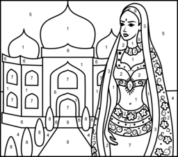 Princess of India - Online Color by Number Page