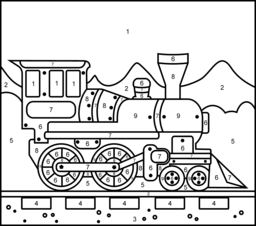 Steam Locomotive - Online Color by Number Page