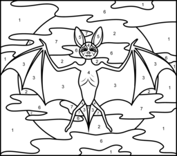 Bat - Printable Color by Number Page