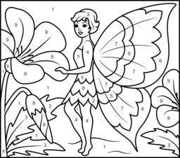 Beautiful Fairy in Dress - Online Color by Number Page