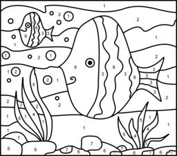 Fish - Printable Color by Number Page