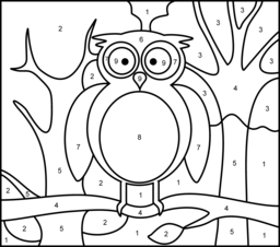 Owl - Printable Color by Number Page