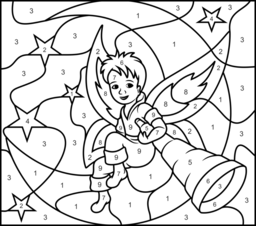 Fairy on the Moon - Online Color by Number Page - Hard