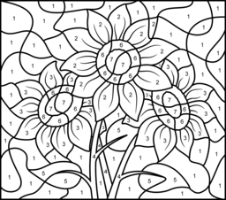 Sunflower - Online Color by Number Page - Hard