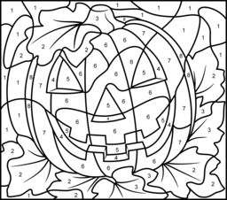 Halloween Pumpkin - Printable Color by Number Page - Hard