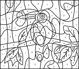 Toucan - Printable Color by Number Page - Hard