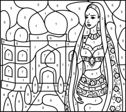 Princess of India - Online Color by Number Page - Hard