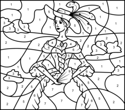 Princess in the Hat - Online Color by Number Page - Hard